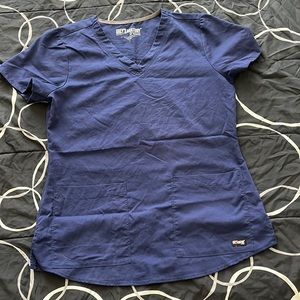 Navy blue short sleeve scrub top